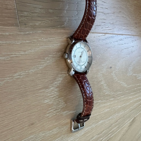 Swiss Legend Leather Watch Brown Mens Wristwatch Watch Round Swiss Quartz Silver - Picture 3 of 5